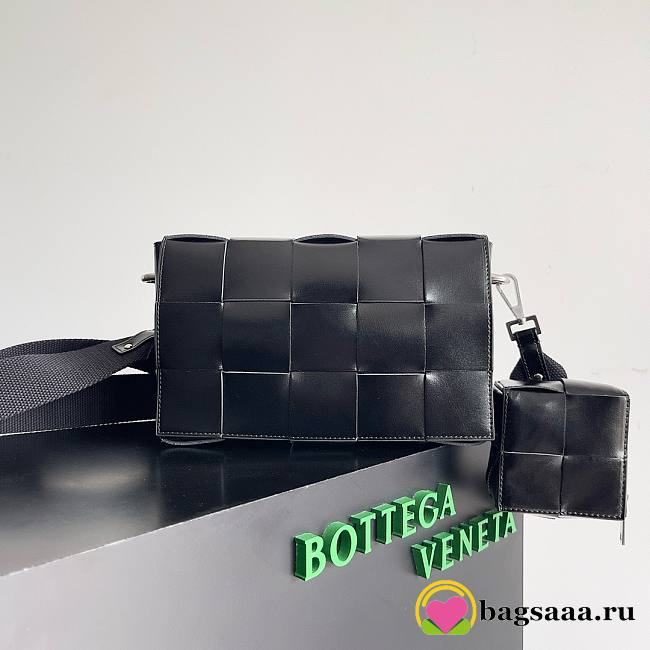 	 Bagsaaa Bottega Veneta Intrecciato-weave leather cross-body bag black - 26x16x6.5cm - 1