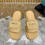 Bagsaaa Prada Raffia Platform Sandals In Beige - 1