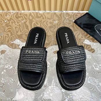 	 Bagsaaa Prada Raffia Platform Sandals In Black