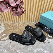 	 Bagsaaa Prada Raffia Platform Sandals In Black - 3
