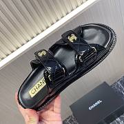 Bagsaaa Chanel Dad Flat Slides Patent Black Leather - 6