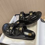 Bagsaaa Chanel Dad Flat Slides Patent Black Leather - 4