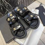 Bagsaaa Chanel Dad Flat Slides Patent Black Leather - 3