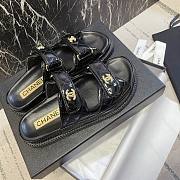 Bagsaaa Chanel Dad Flat Slides Patent Black Leather - 2