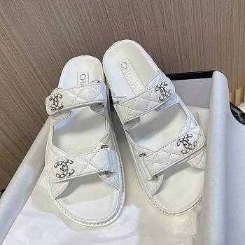 	 Bagsaaa Chanel Dad Flat Slides White Leather