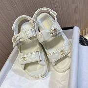 	 Bagsaaa Chanel Dad Flat Sandals White Leather - 6