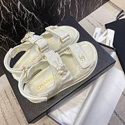 	 Bagsaaa Chanel Dad Flat Sandals White Leather - 5
