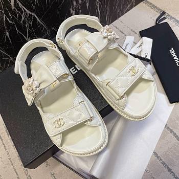 	 Bagsaaa Chanel Dad Flat Sandals White Leather