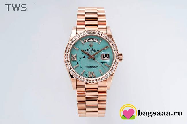 BAGSAAA ROLEX DAY-DATE TURQUOISE WATCH 36MM - 1