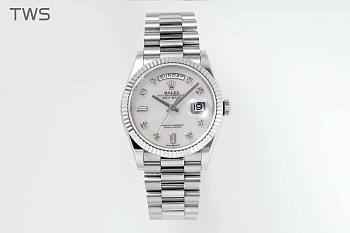 Bagsaaa Rolex Watch Day-Date 36mm Silver White Dial
