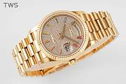 Bagsaa Rolex Watch Day-Date 36 18ct Yellow Gold Pave Factory Rainbow Sapphire - 5
