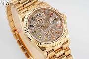 Bagsaa Rolex Watch Day-Date 36 18ct Yellow Gold Pave Factory Rainbow Sapphire - 4