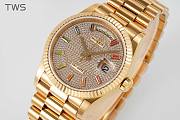 Bagsaa Rolex Watch Day-Date 36 18ct Yellow Gold Pave Factory Rainbow Sapphire - 2