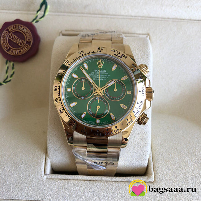 Bagsaaa Rolex Daytona John Mayer Yellow Gold Green Dial 40mm Watch - 1