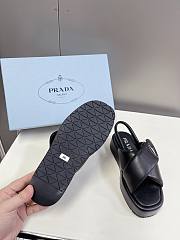 Bagsaaa Prada Soft Padded Nappa Leather Wedge Black Sandals - 6