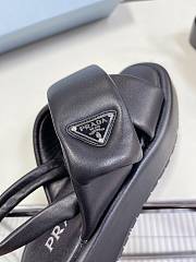 Bagsaaa Prada Soft Padded Nappa Leather Wedge Black Sandals - 4
