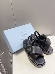 Bagsaaa Prada Soft Padded Nappa Leather Wedge Black Sandals - 5