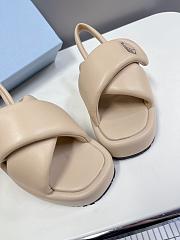	 Bagsaaa Prada Soft Padded Nappa Leather Wedge Beige Sandals - 6