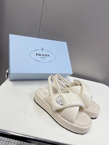 	 Bagsaaa Prada Soft Padded Nappa Leather Wedge Off White Sandals
