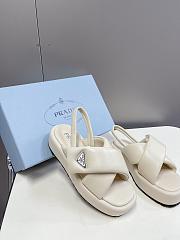 	 Bagsaaa Prada Soft Padded Nappa Leather Wedge Off White Sandals - 5
