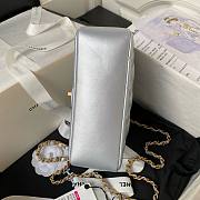 Bagsaaa Chanel Flap Bag With Pearl Chain Strap Silver - 14.5x19.5x7.5cm - 6