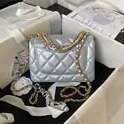 Bagsaaa Chanel Flap Bag With Pearl Chain Strap Silver - 14.5x19.5x7.5cm - 5