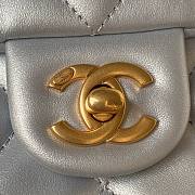 Bagsaaa Chanel Flap Bag With Pearl Chain Strap Silver - 14.5x19.5x7.5cm - 3