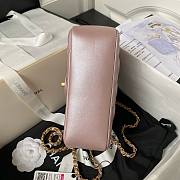 	 Bagsaaa Chanel Flap Bag With Pearl Chain Strap Pink - 14.5x19.5x7.5cm - 5