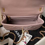 	 Bagsaaa Chanel Flap Bag With Pearl Chain Strap Pink - 14.5x19.5x7.5cm - 4