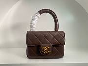 Bagsaaa Chanel Vintage Brown Leather Top handle Flap Bag - 18cm - 1