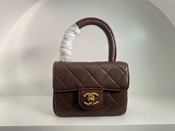 Bagsaaa Chanel Vintage Brown Leather Top handle Flap Bag - 18cm
