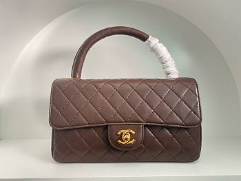 Bagsaaa Chanel Vintage Brown Leather Top handle Flap Bag - 25cm