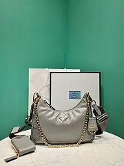 Bagsaaa Prada RE-Edition 2005 Smooth Leather Shoulder Bag In Grey - 23x17x605cm - 1