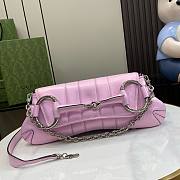 Bagsaaa Gucci Horsebit Chain Medium Shoulder Bag Pink iridescent quilted leather - 38 x 15 x 16 cm - 4