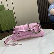 	 Bagsaaa Gucci Horsebit Chain Small Shoulder Bag Pink iridescent quilted leather - W27cm x H11.5cm x D5cm - 4