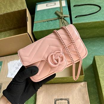 Bagsaaa Gucci GG Marmont Mini Pink Shoulder Bag - 16.5x10x4.5cm
