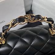 Bagsaaa Chanel Mini Rectangular Flap with Top Handle Black Lambskin Light Gold Hardware - 20cm - 3