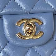 	 Bagsaaa Chanel Mini Rectangular Flap with Top Handle Blue Lambskin Light Gold Hardware - 20cm - 5