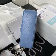 	 Bagsaaa Chanel Mini Rectangular Flap with Top Handle Blue Lambskin Light Gold Hardware - 20cm - 3