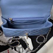 	 Bagsaaa Chanel Mini Rectangular Flap with Top Handle Blue Lambskin Light Gold Hardware - 20cm - 2