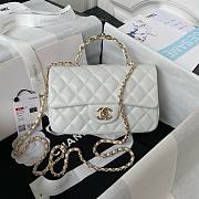 	 Bagsaaa Chanel Mini Rectangular Flap with Top Handle White Lambskin Light Gold Hardware - 20cm - 1