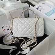 	 Bagsaaa Chanel Mini Rectangular Flap with Top Handle White Lambskin Light Gold Hardware - 20cm - 3