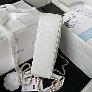 	 Bagsaaa Chanel Mini Rectangular Flap with Top Handle White Lambskin Light Gold Hardware - 20cm - 4