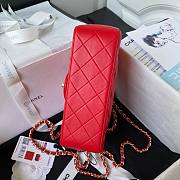 	 Bagsaaa Chanel Mini Rectangular Flap with Top Handle Red Lambskin Light Gold Hardware - 20cm - 4