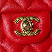	 Bagsaaa Chanel Mini Rectangular Flap with Top Handle Red Lambskin Light Gold Hardware - 20cm - 2