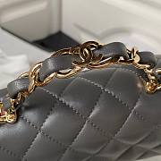 	 Bagsaaa Chanel Mini Rectangular Flap with Top Handle Grey Lambskin Light Gold Hardware - 20cm - 5