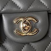 	 Bagsaaa Chanel Mini Rectangular Flap with Top Handle Grey Lambskin Light Gold Hardware - 20cm - 2
