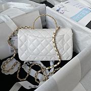 Bagsaaa Chanel Top Handle 24C Flap Bag in White Lambskin - 21cm - 5