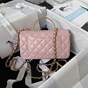 	 Bagsaaa Chanel Top Handle 24C Flap Bag in Pink Lambskin - 21cm - 4