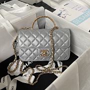 	 Bagsaaa Chanel Top Handle 24C Flap Bag in Grey Lambskin - 21cm - 1